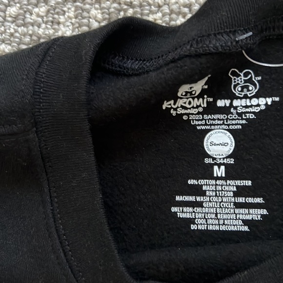 Kuromi Black Sweatshirt Sweatpants Set Sanrio Hello Kitty My Melody Jogger Top M - Picture 6 of 9